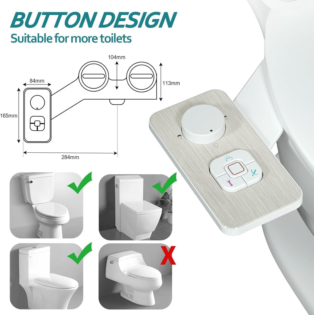Samodra Pulvérisateur Bidet non électrique avec double buses rétractables autonettoyantes - Nettoyage avant et arrière - Bouton poussoir réglable pour eau froid,chrome