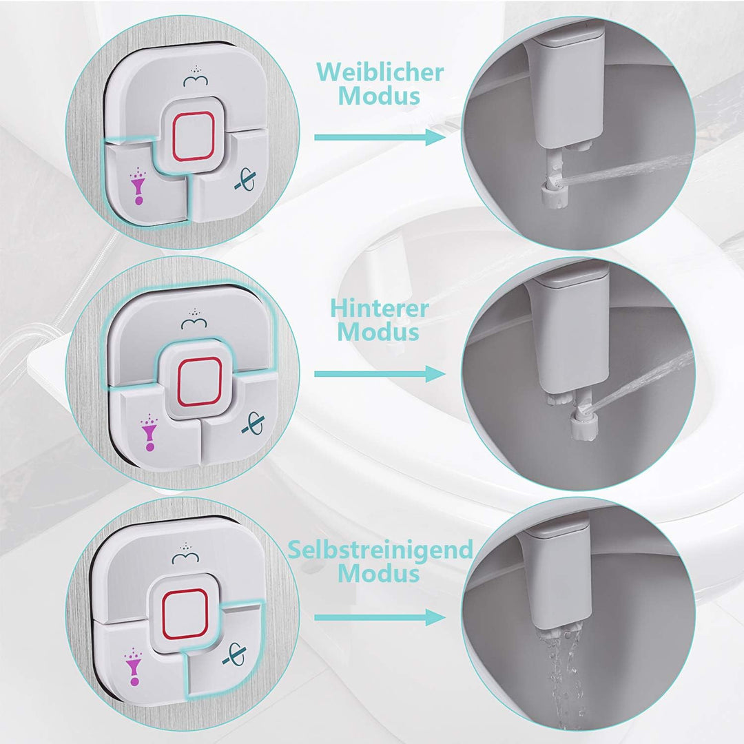 Samodra Pulvérisateur Bidet non électrique avec double buses rétractables autonettoyantes - Nettoyage avant et arrière - Bouton poussoir réglable pour eau froid,chrome