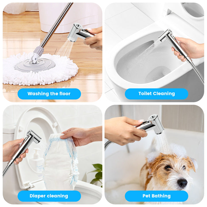 Handheld Bidet Sprayer for Toilet, Chrome Jet Spray Toilet with Bidet Hose for Feminine Baby Wash