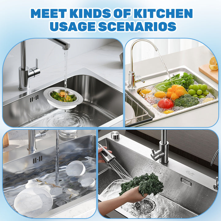 SAMODRA Upgraded 3 in 1 Kitchen Sink Strainer and Stopper, Stainless Steel Sink Drain Strainer Combo for Kitchen Sink, US Standard 3-1/2'' Drain, Anti-Clogging