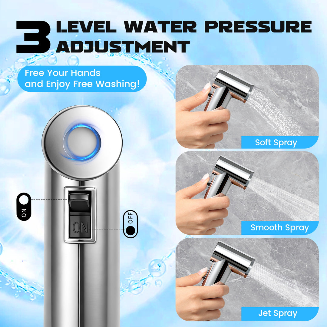 Handheld Bidet Sprayer for Toilet, Chrome Jet Spray Toilet with Bidet Hose for Feminine Baby Wash