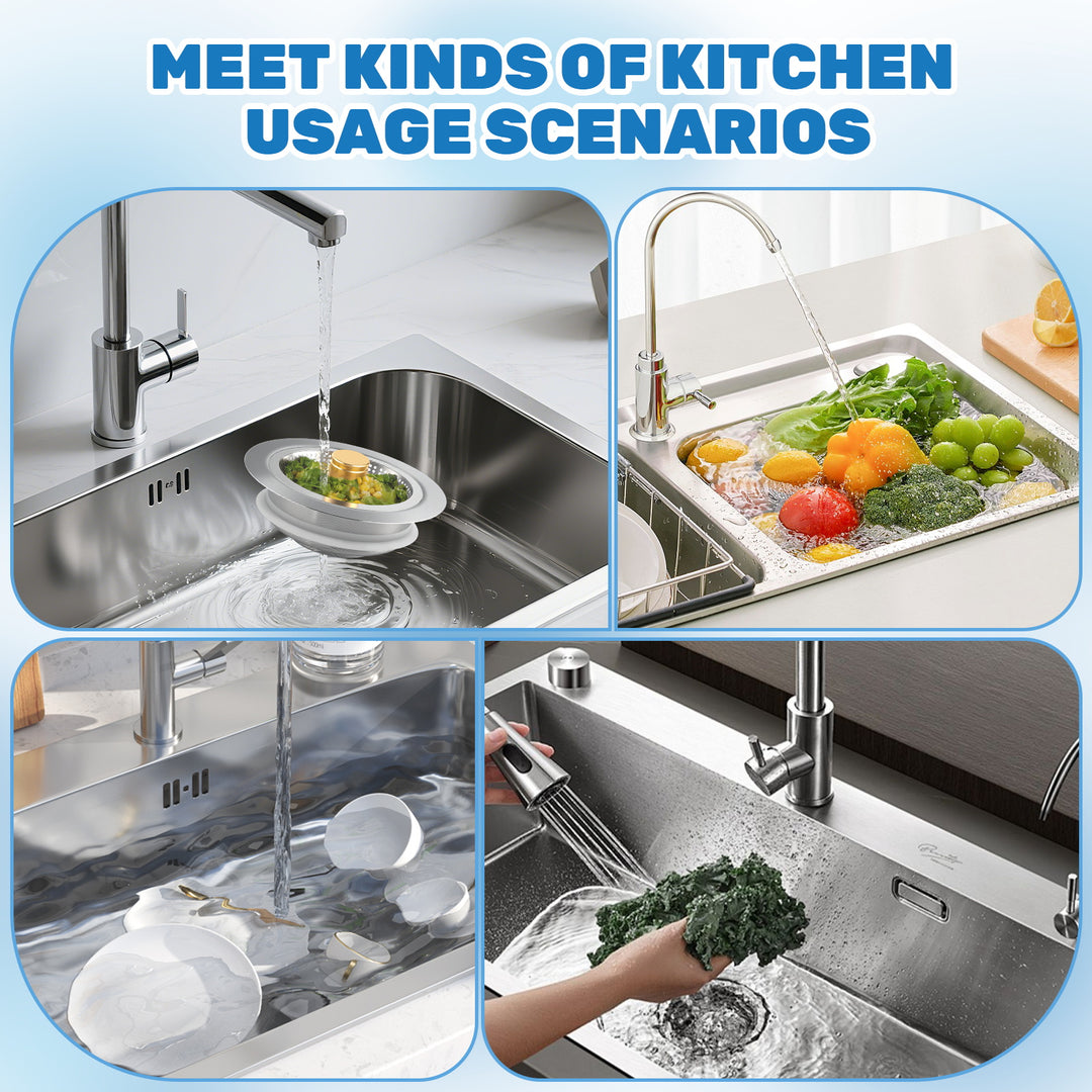 SAMODRA Upgraded 3 in 1 Kitchen Sink Strainer and Stopper, Stainless Steel Sink Drain Strainer Combo for Kitchen Sink, US Standard 3-1/2'' Drain, Anti-Clogging