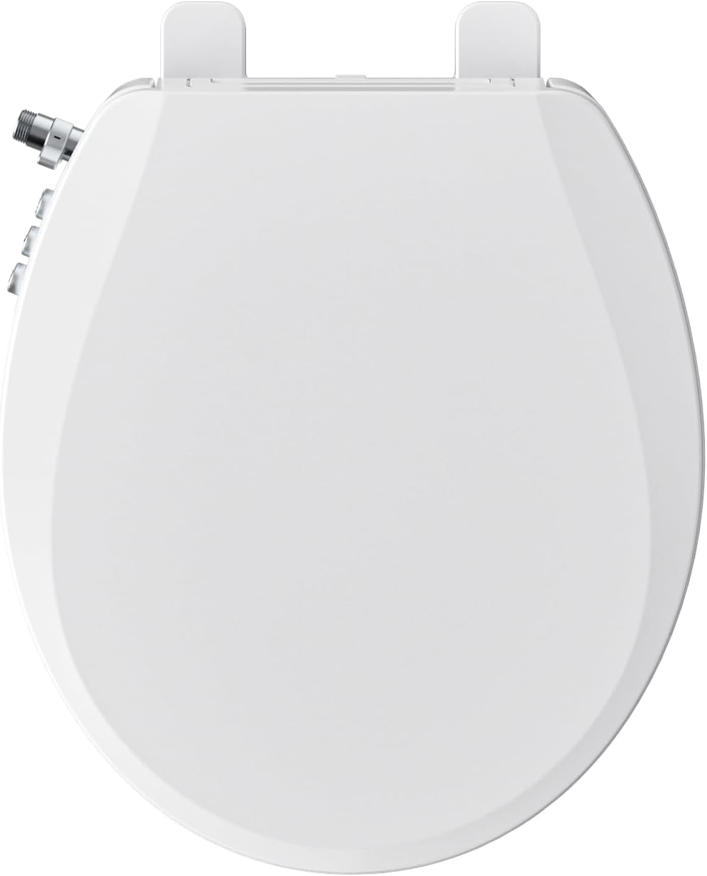 Bidet Toilet Seat, Soft Close Elongated Toilet Seat, Button control Feminine/Posterior Wash Switch, Knob Control Water Pressure,White Bidet Seat Attachment with Brass inlet
