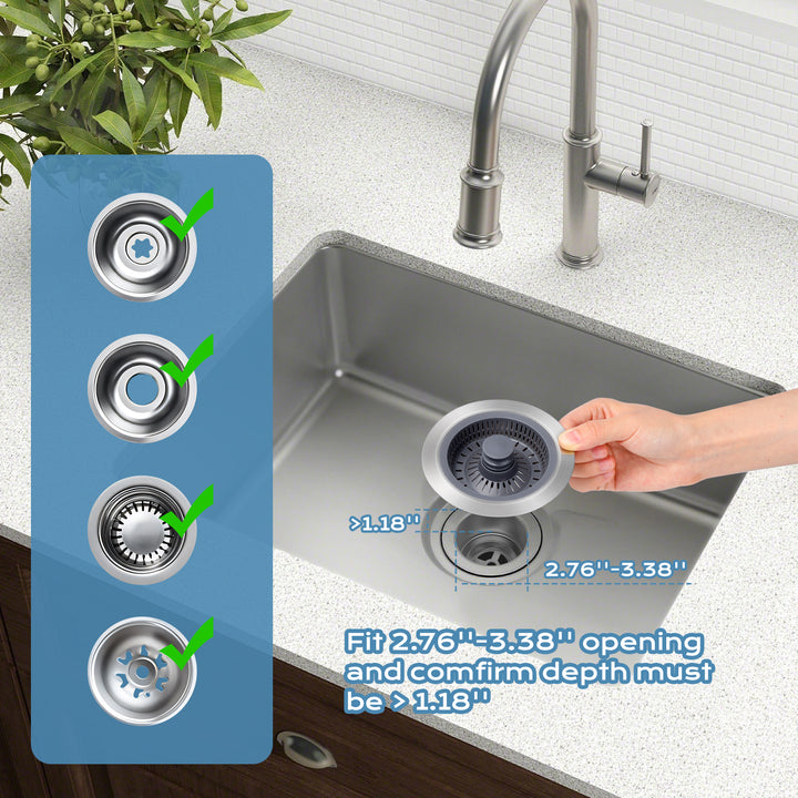 SAMODRA Upgraded 3 in 1 Kitchen Sink Strainer and Stopper, Stainless Steel Sink Drain Strainer Combo for Kitchen Sink, US Standard 3-1/2'' Drain, Anti-Clogging