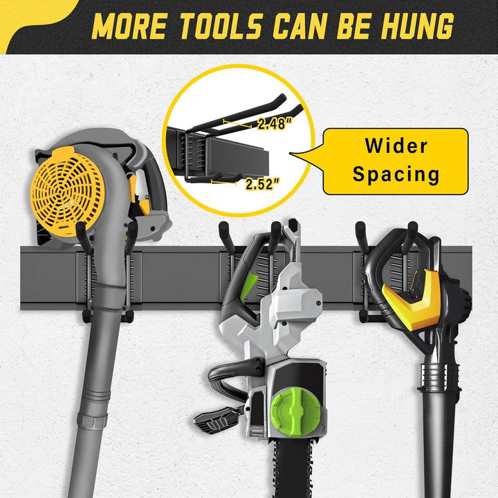 SAMODRA Garage Tool Organizer Wall Mount, 15 Pack Carries 675 lbs, Garden Tool Rack Organizer 48in With Large Storage Space, Heavy Duty Garage Wall Hooks for Hanging Ladder, Bike, Yard Tools, Shovel, Shed