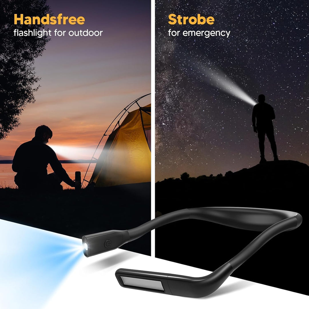 LED Neck Reading Light, Rechargeable 10-80Hrs Long Lasting Neck Light, Eye-friendly Wide Lamp Book Light with 3 Amber Colors & Stepless Dimming Reading Light, Camping Knitting Crochet Accessories