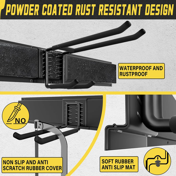 SAMODRA Garage Tool Organizer Wall Mount, 15 Pack Carries 675 lbs, Garden Tool Rack Organizer 48in With Large Storage Space, Heavy Duty Garage Wall Hooks for Hanging Ladder, Bike, Yard Tools, Shovel, Shed