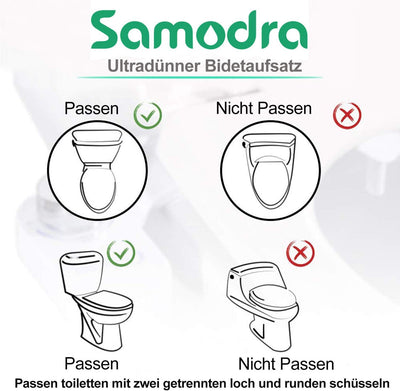 SAMODRA Bidet para WC - Bidet para Inodoro Bidet No Eléctrico, Ducha WC Adaptador Doble Boquilla. Inodoro con Chorro de Agua - Duchas Higienicas para WC Vater Bidet wc