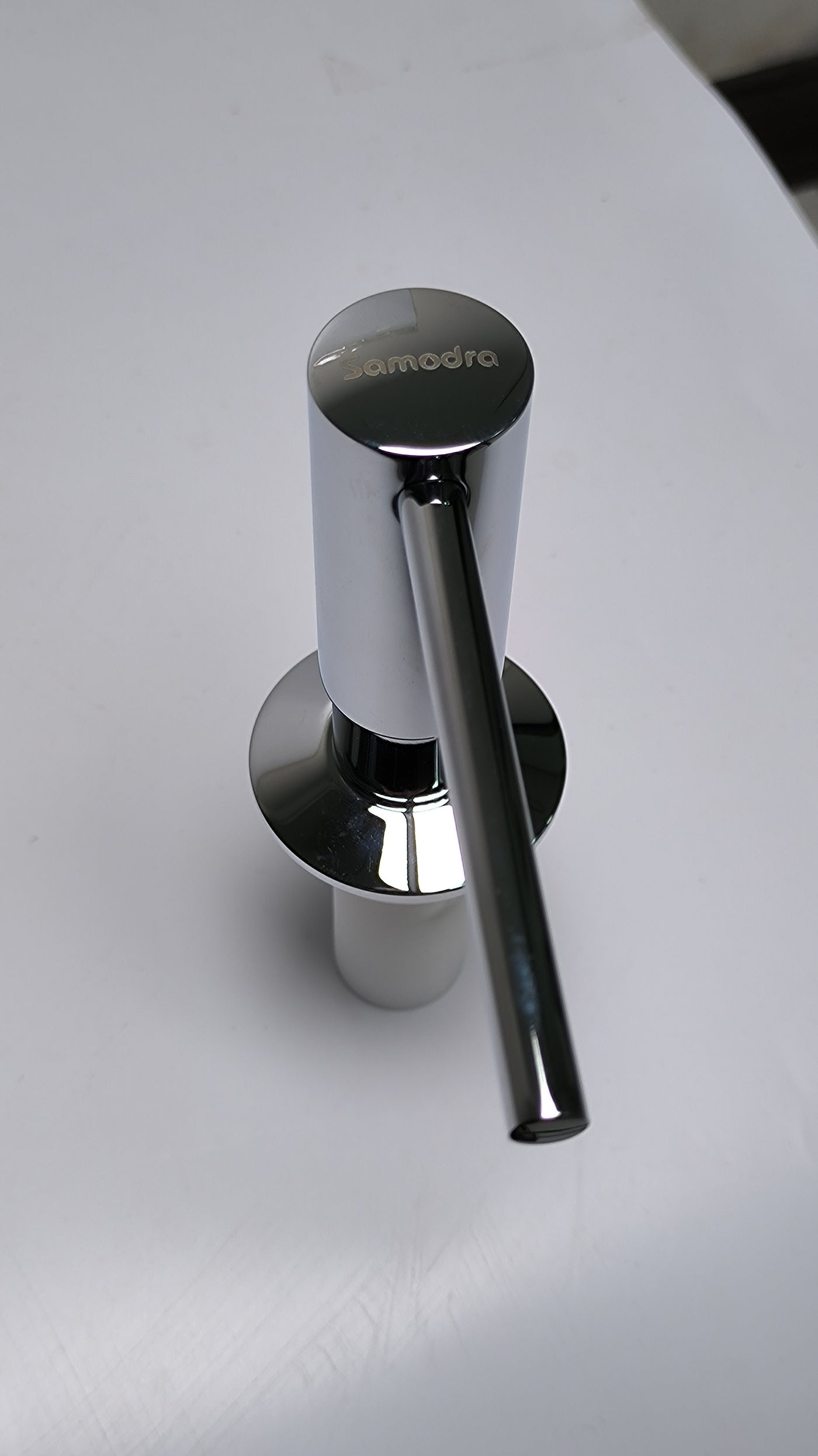 Samodra Sink Soap Dispenser, Metal Pump Head Liquid Lotion Countertop Kitchen Bathroom Soap Dispenser with 17 OZ PET Bottle (Chrome)