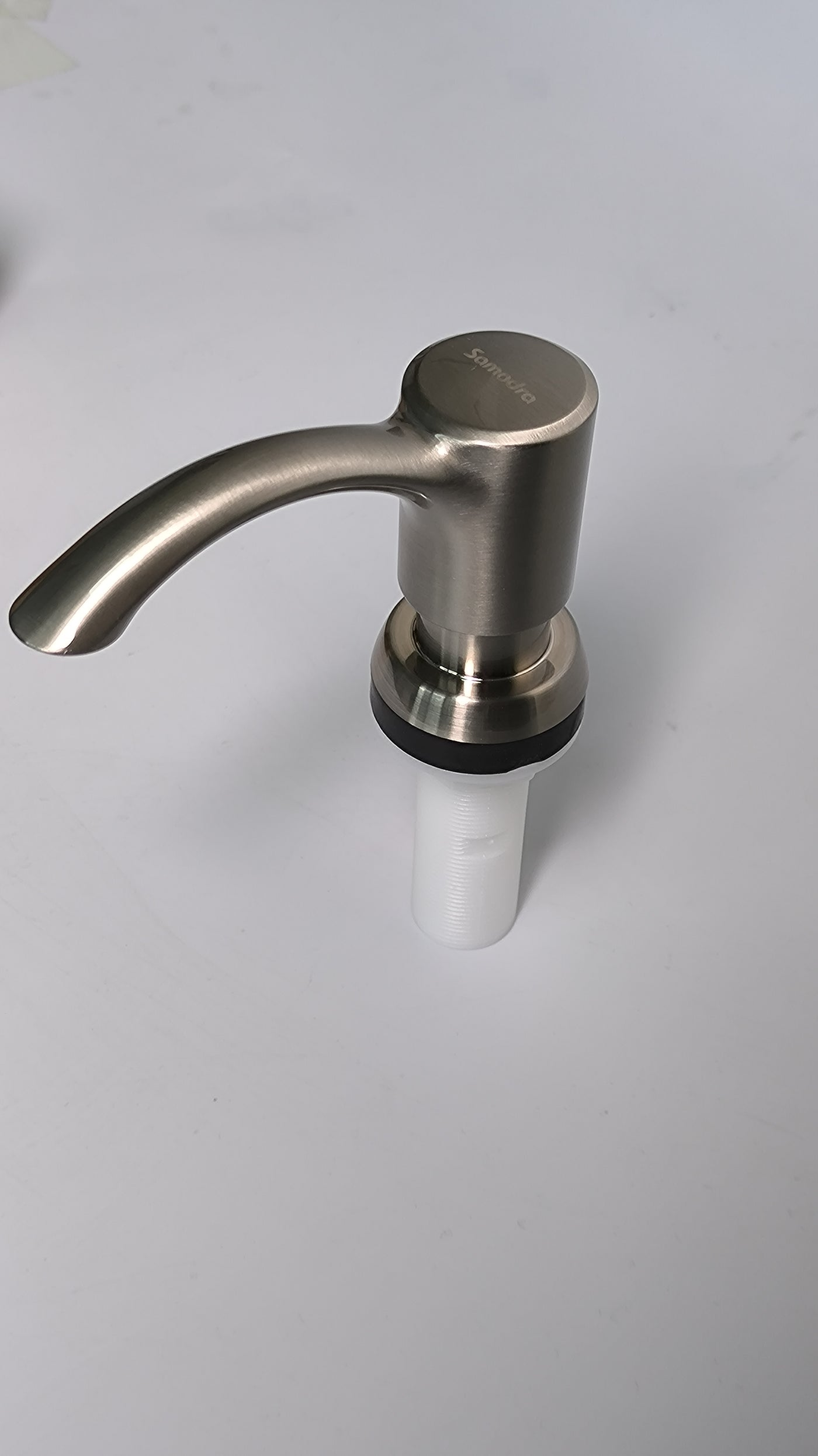 Samodra Soap Dispenser for Kitchen Sink Counter Dispenser 17 OZ Bottle Built in Refill from The Top (Brushed Nickel)