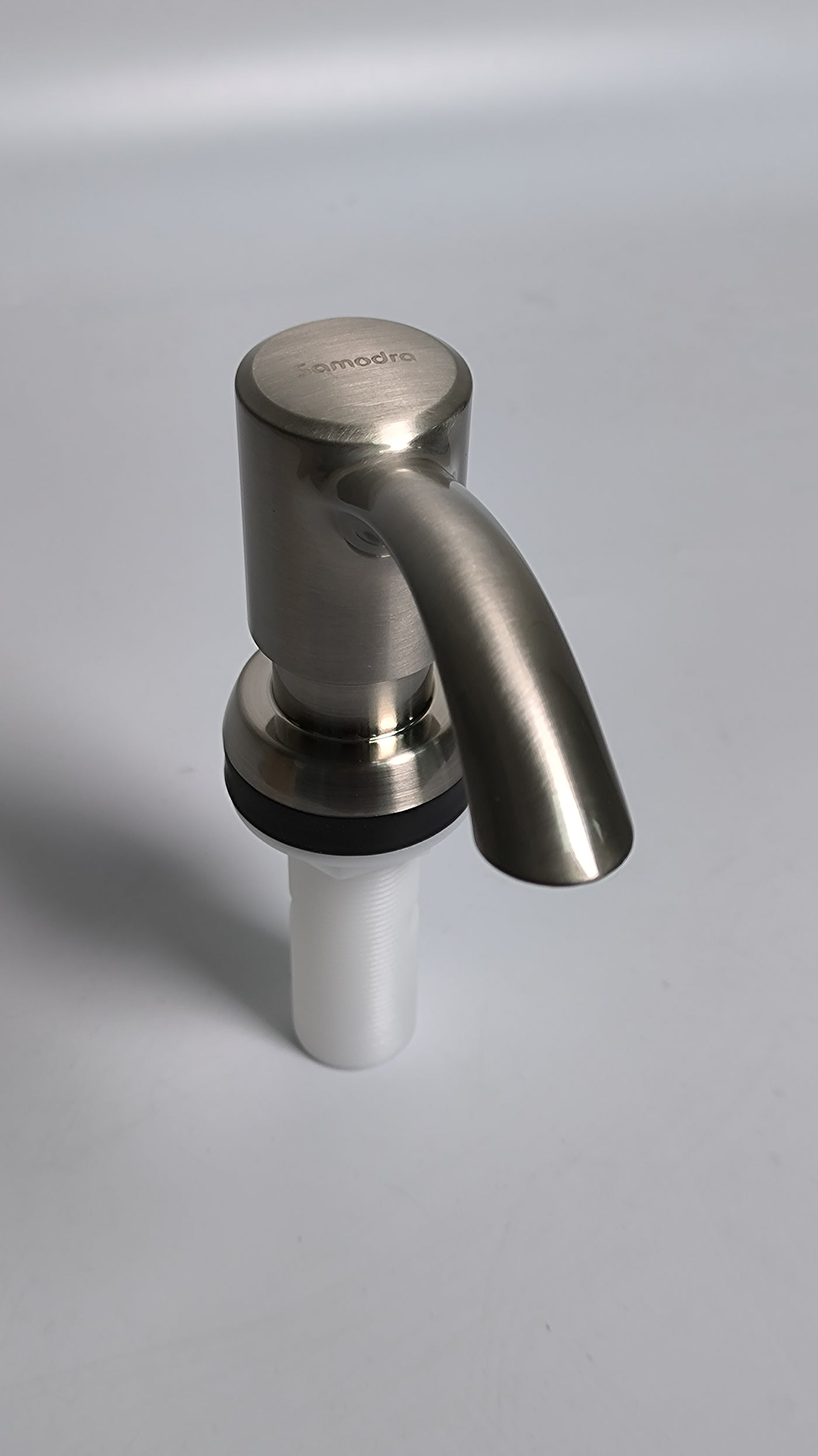 Samodra Soap Dispenser for Kitchen Sink Counter Dispenser 17 OZ Bottle Built in Refill from The Top (Brushed Nickel)