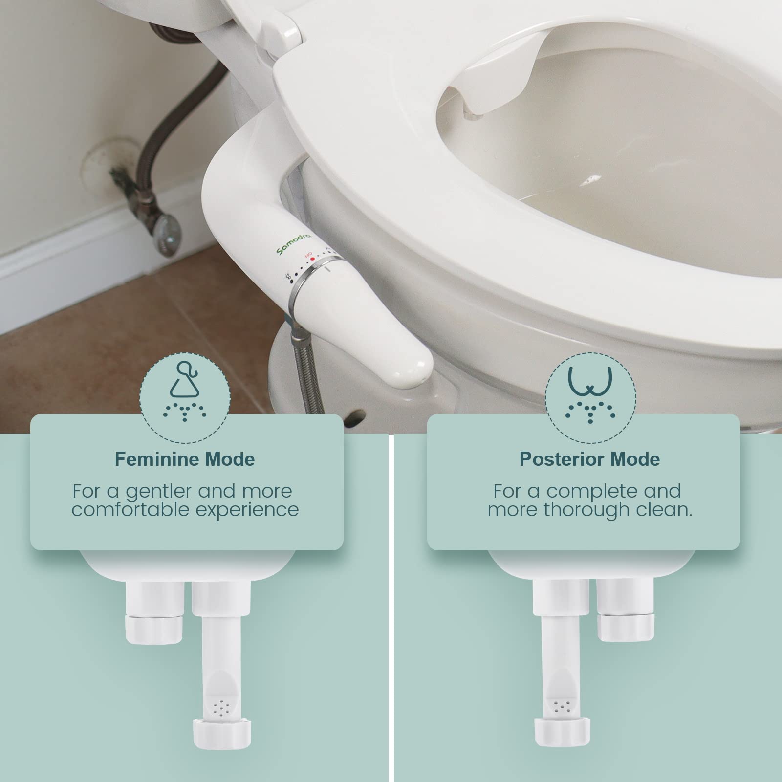 Ultradünner Bidet-Aufsatz Mit Zwei Düsen – 2,5 Cm Dünn, Einstellbarer Kaltwasserdruck, Edelstahl | Nicht-elektrisch, Für Bessere Hygiene