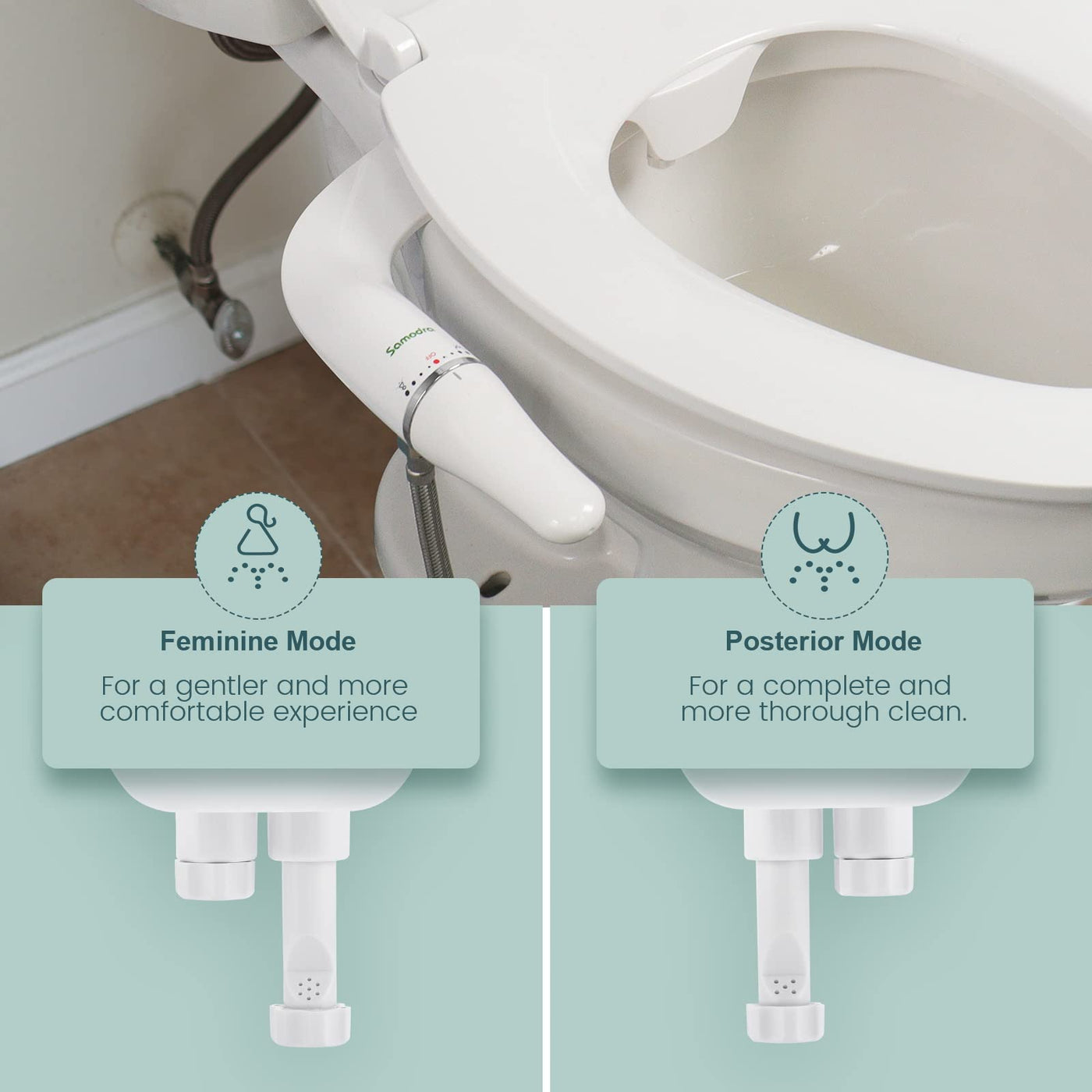 Samodra Ultra-Thin Bidet Attachment White Frontal & Rear Wash Hygienic  Bathroom